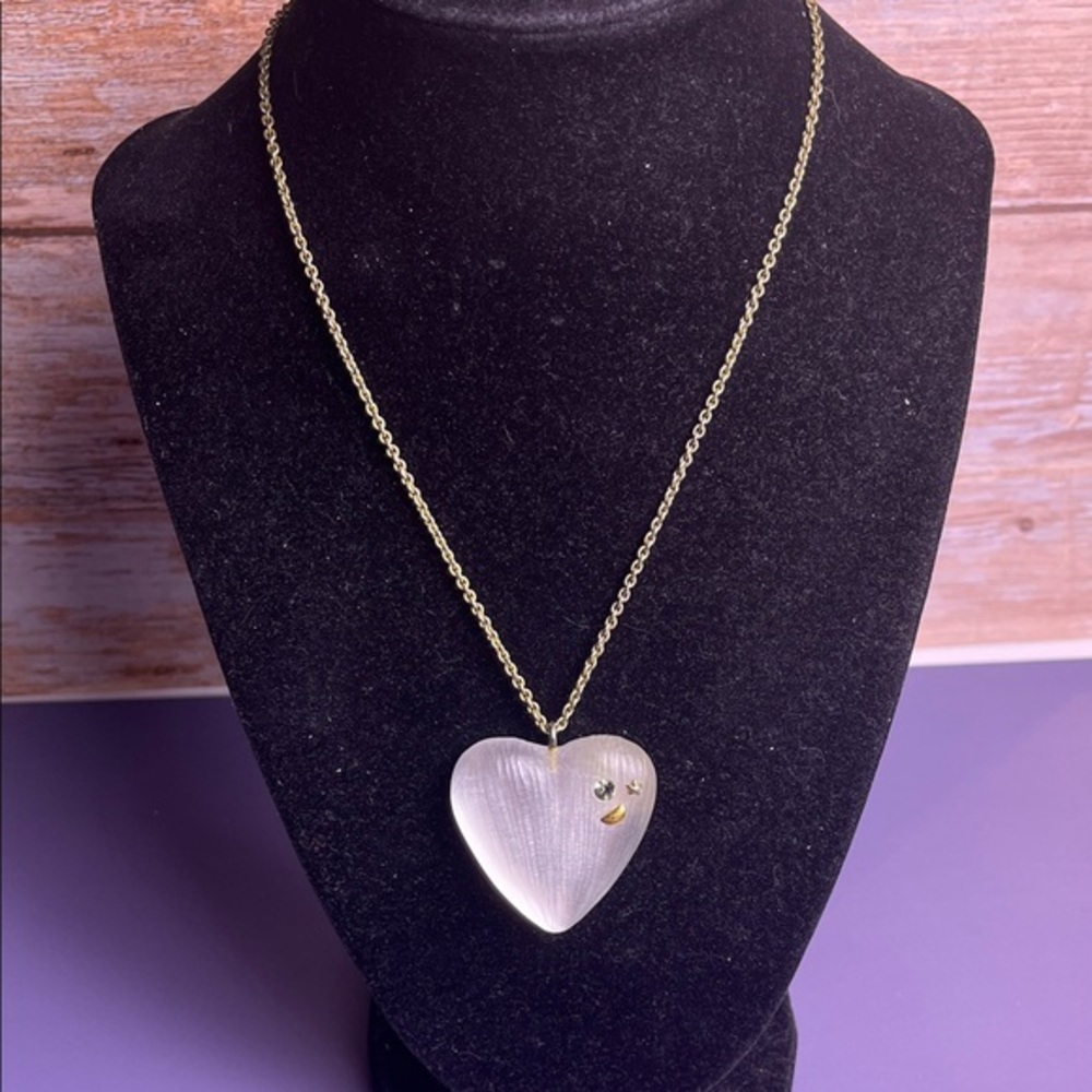 Alexis Bittar Frosted Lucite Heart Necklace- COA included